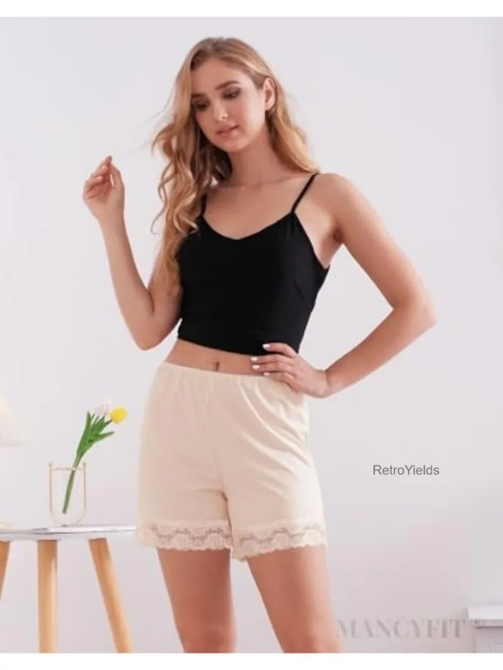 Women's Half Slip Culotte Shorts Lace Trim Snip-to-Fit 4